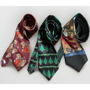 Lot Of 3 Holiday Christmas Silk Ties